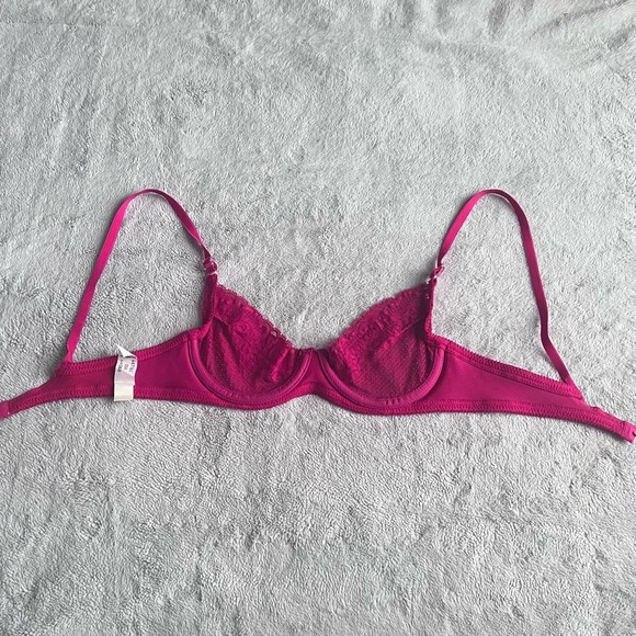 Victoria's Secret VTG 70s 80s Gold Crown Label Pink Lace Pearl Underwire Bra 34B - Picture 14 of 16